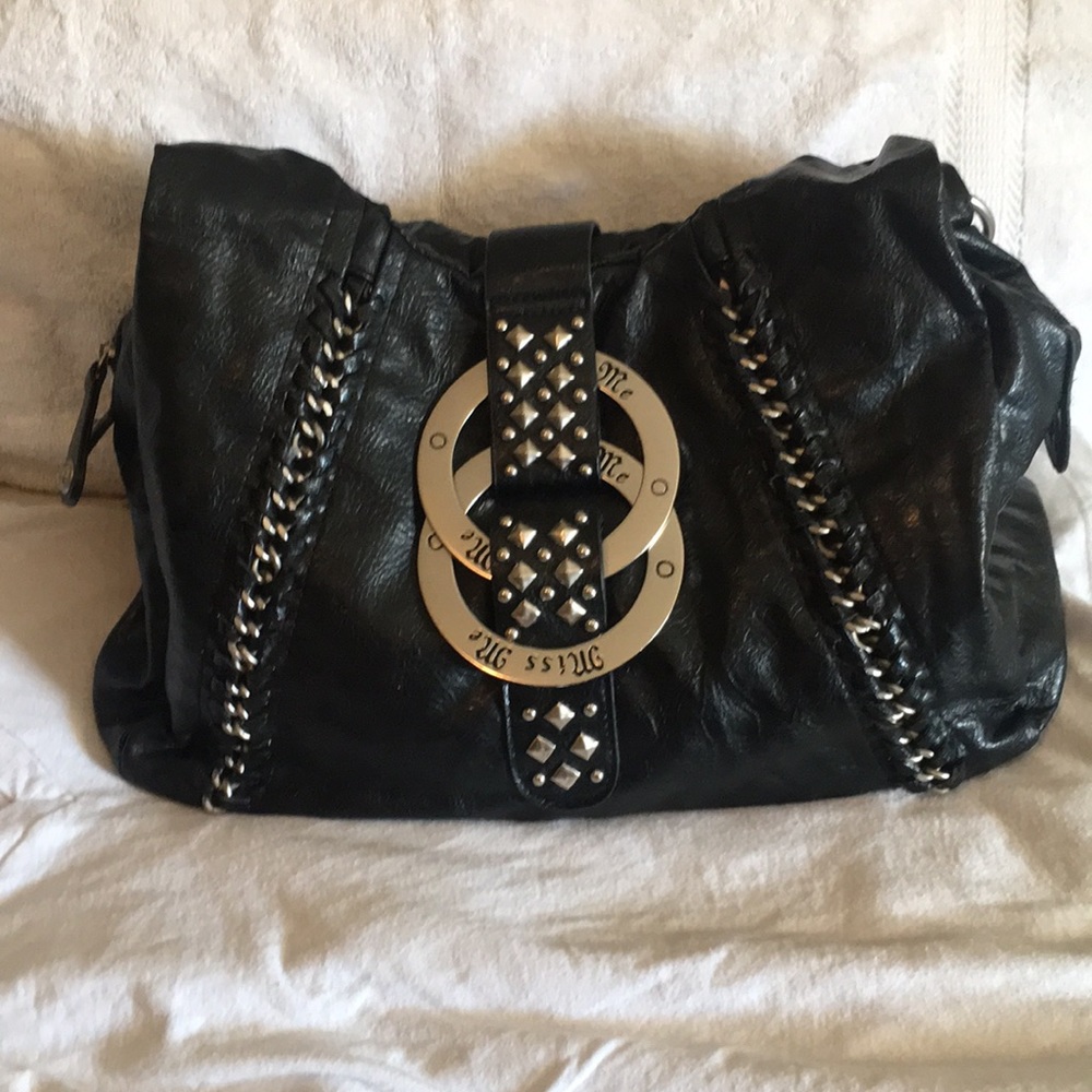 Miss Me leather purse. Black and sliver